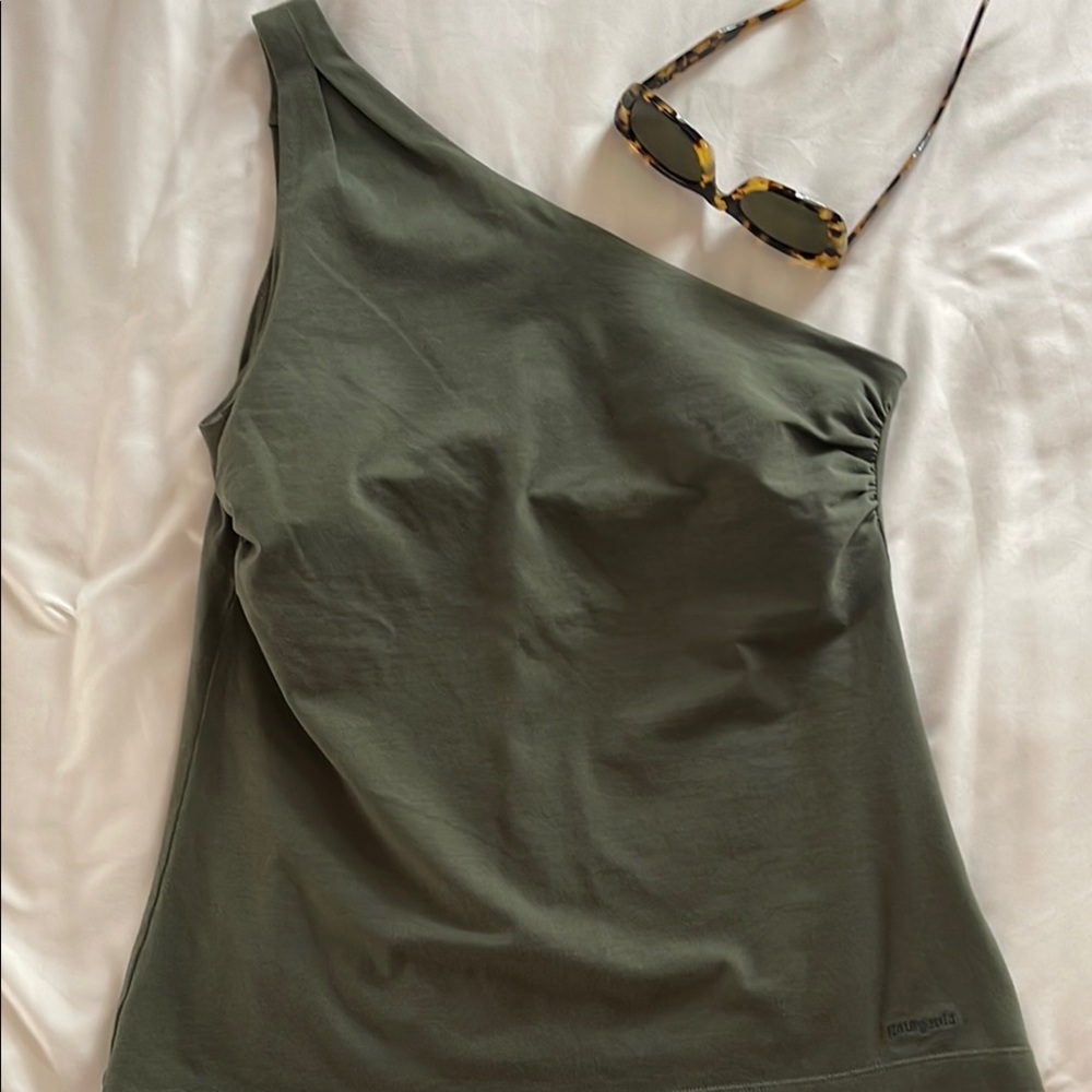 One-Shoulder Olive Green Top